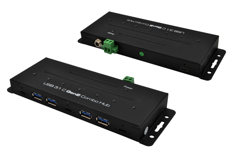 7-Port USB 3.1 Gen.2 Metall HUB mit 3x C- und 4x A-Anschlüsse, inkl. Netzteil 16V/3A und USB Kabel C-C, Exsys® [EX-1247HMVS]
