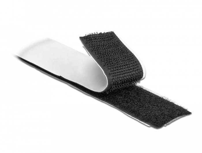 Klettband selbstklebend mit Haft- und Flauschband L 10 m x B 25 mm schwarz, Delock® [19081]