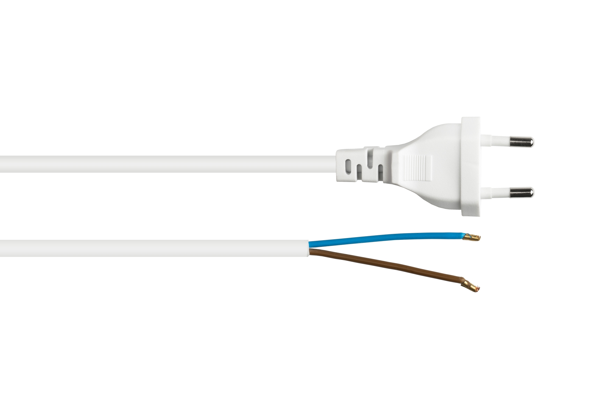 kabelmeister® Euro-Netzkabel Euro-Stecker Typ C an abisolierte Enden, weiß, 0,75 mm², 3 m