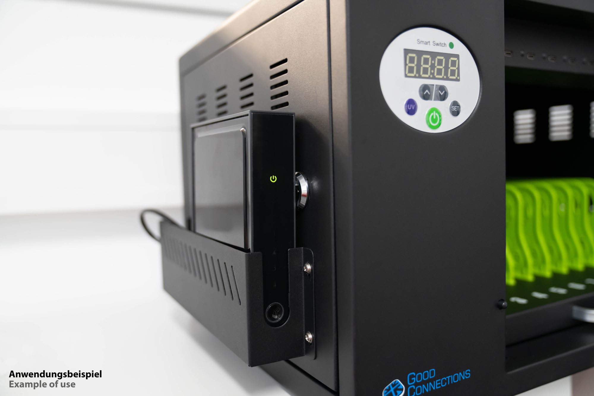 Good Connections® ANTARES PRO T10C Ladewagen bis 11", USB-C™, 30W Port, PD3.0, UVC-Desinfektion, grau