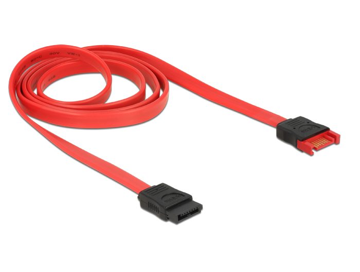 Verlängerungskabel SATA 6 Gb/s Stecker an SATA Buchse 100 cm rot, Delock® [83956]