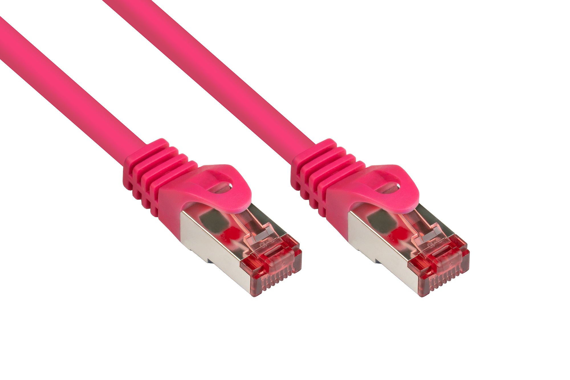 RNS® Patchkabel mit Rastnasenschutz, Cat. 6, S/FTP, PiMF, PVC, 250MHz, magenta, 15m, Good Connections®