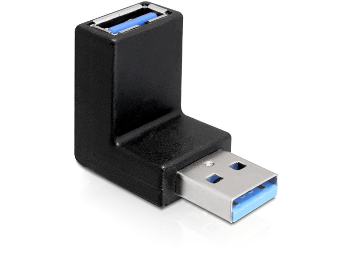Adapter, USB 3.0, Stecker an Buchse, 90° (vertikal gewinkelt), Delock® [65339]