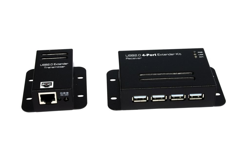 USB 2.0 Cat.5/6 Extender bis 50 Meter, 4-Port, ohne Treiber und Software (Metall-Gehäuse), Exsys® [EX-1446]