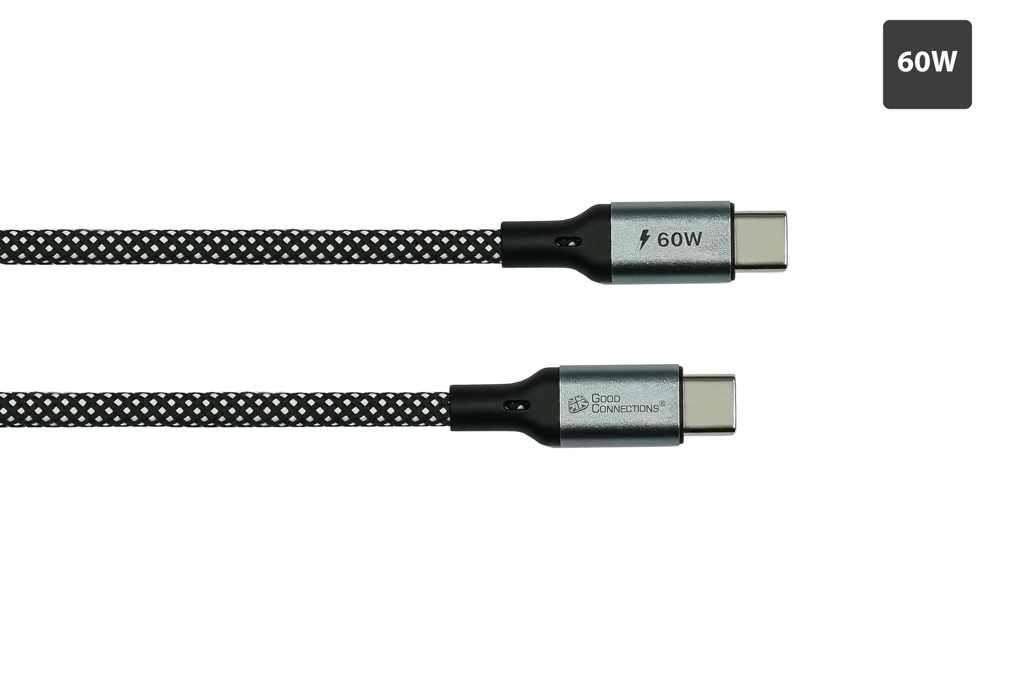 Magnetisches USB 2.0 Spiralkabel (60W), USB-C™Stecker an USB-C™ Stecker, schwarz / weiß, 1m, Good Connections®