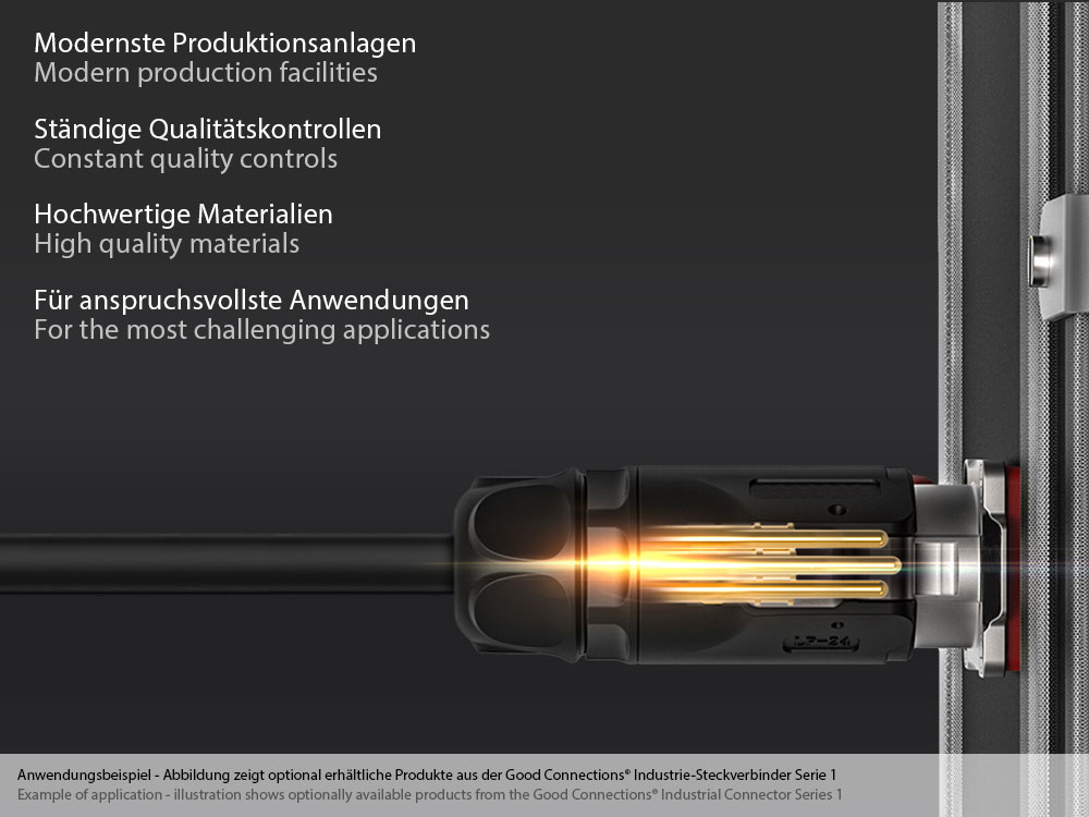 Industrie-Steckverbinder S1 - Power (3-Pin) Durchführungskupplung mit Flansch, Lötanschluss, Metall, M24, IP65/67, Good Connections®