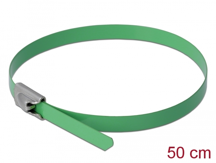 Edelstahlkabelbinder L 500 x B 4,6 mm grün 10 Stück, Delock® [18804]