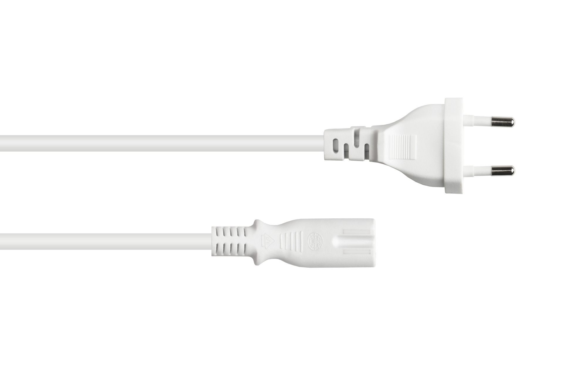 Euro-Netzkabel Euro-Stecker Typ C (gerade) an C7/Euro 8 Buchse (gerade), weiß, 0,75 mm², 3 m, Good Connections®