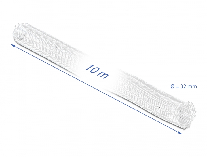 Geflechtschlauch mit Klettverschluss 10 m x 32 mm weiß, Delock® [20820]