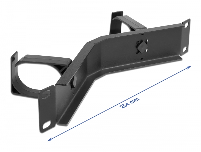 10" Kabelmanagement Rangierpanel mit 2 Bügeln gewinkelt 1 HE schwarz, Delock® [66666]