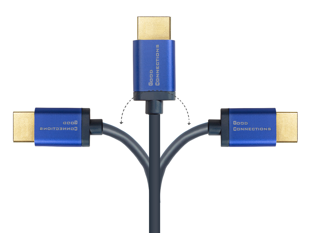 Ultra-High-Speed HDMI® 2.1 SmartFLEX Kabel, 8K UHD-2 / 4K UHD, Aluminiumgehäuse, CU, dunkelblau, 0,5m, Good Connections®