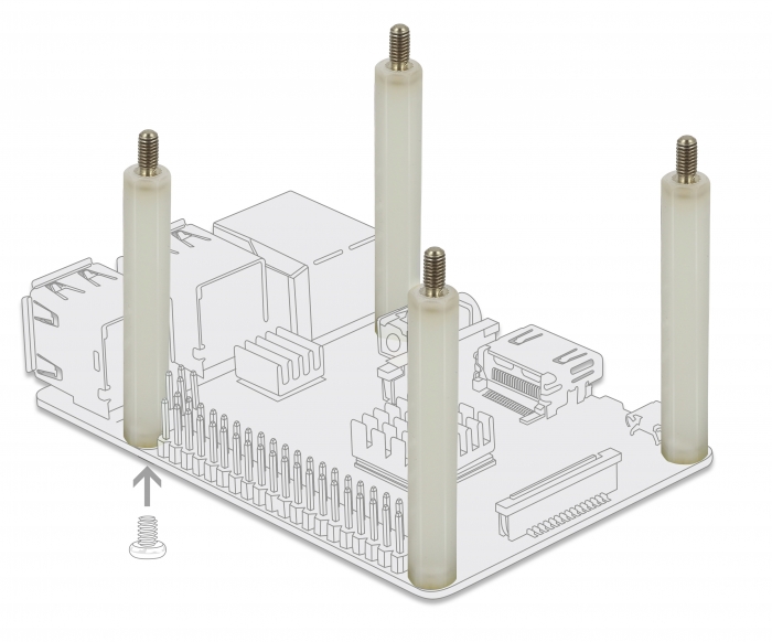 Abstandshalter M4 x M4, Sechskant, Innen / Außen, 20 mm natur 4 Stück, Delock® [60240]