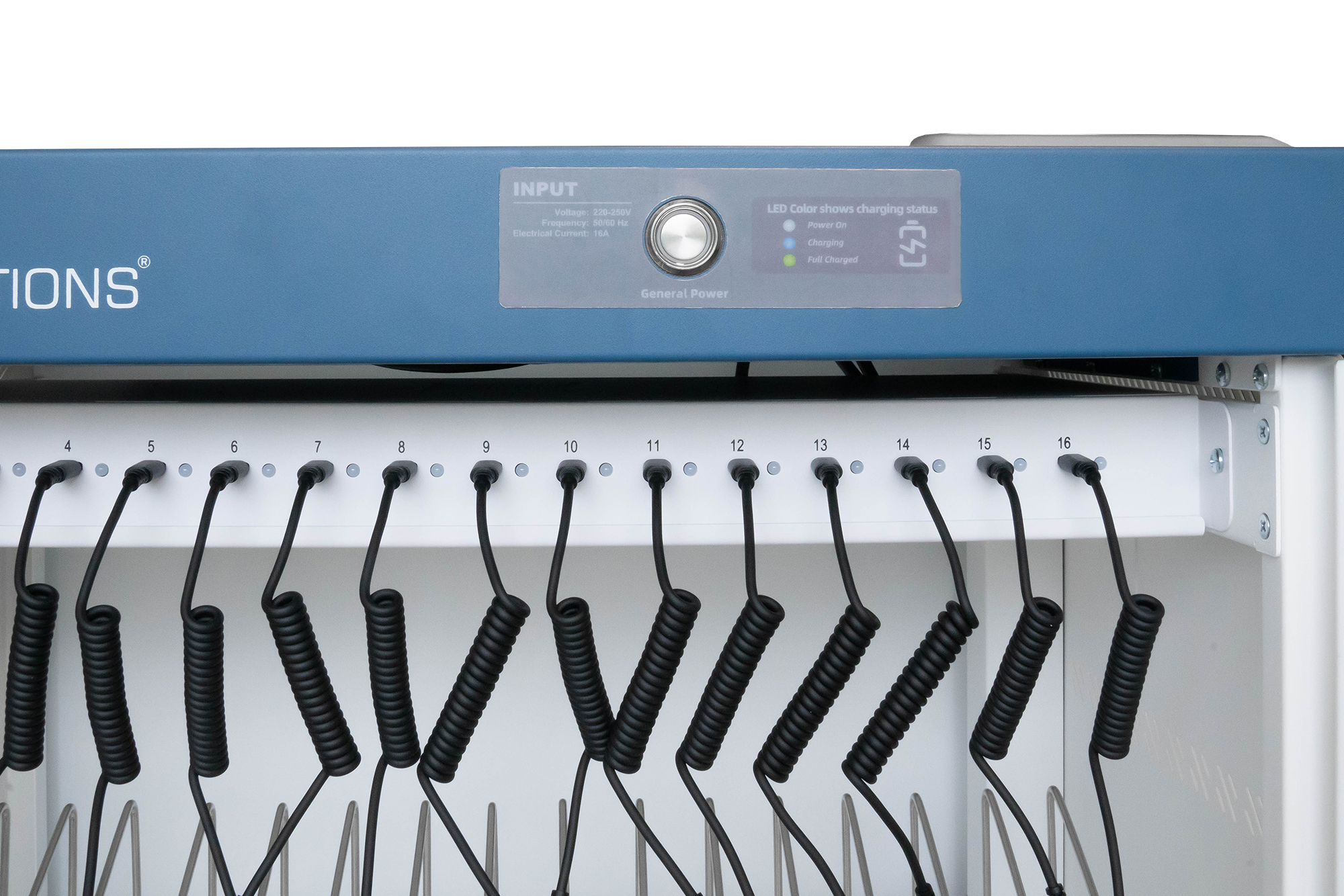 Good Connections® GEMMA T32C Ladewagen für 32 Geräte, USB-C™, 18W pro Port, PD 3.0, QC 3.0, weiß/blau