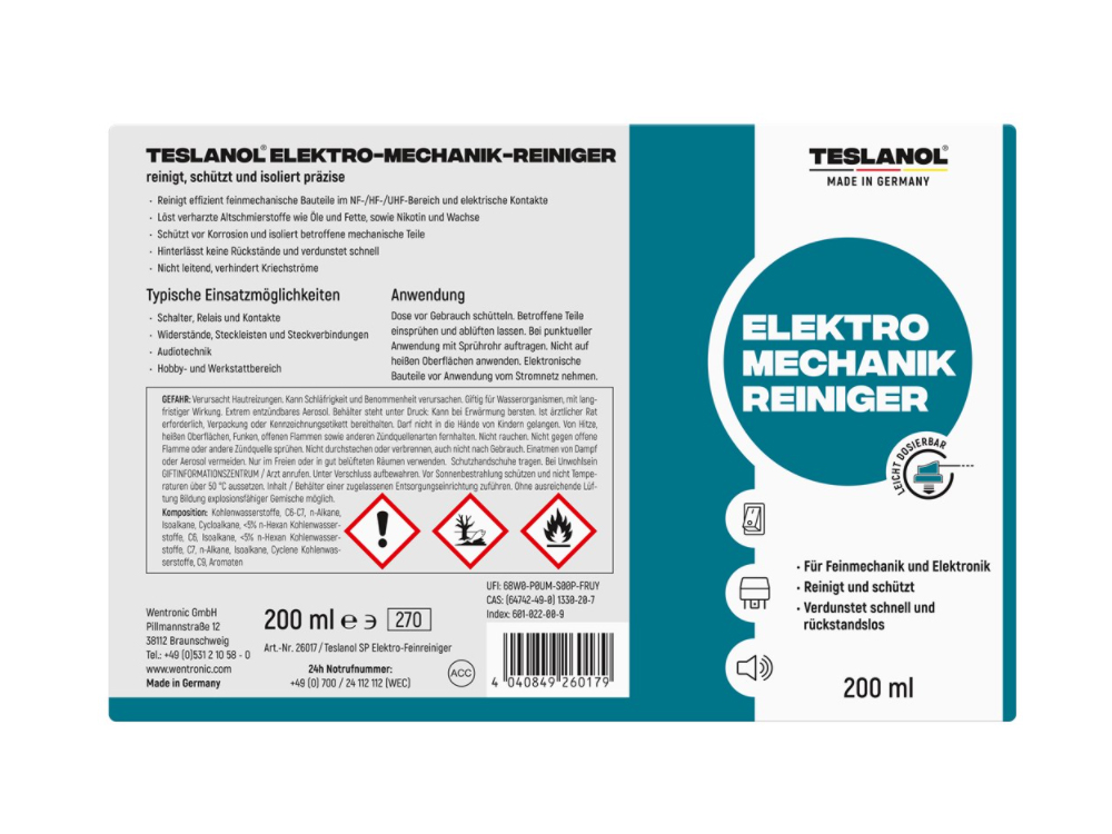 Teslanol® Elektro-Mechanik-Reinigerspray, 200 ml