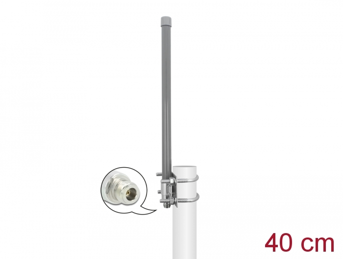 433 MHz Antenne N Buchse 2 dBi 40 cm omnidirektional starr outdoor grau , Delock® [12695]