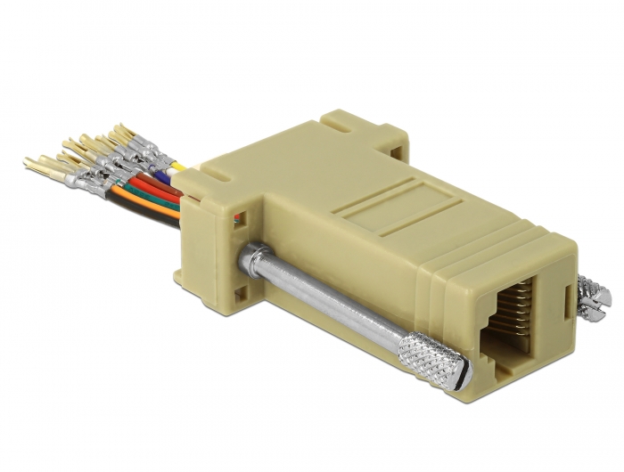 Adapter Sub-D 9 Pin Buchse an RJ45 Buchse, Montagesatz, grau, Delock® [66164]