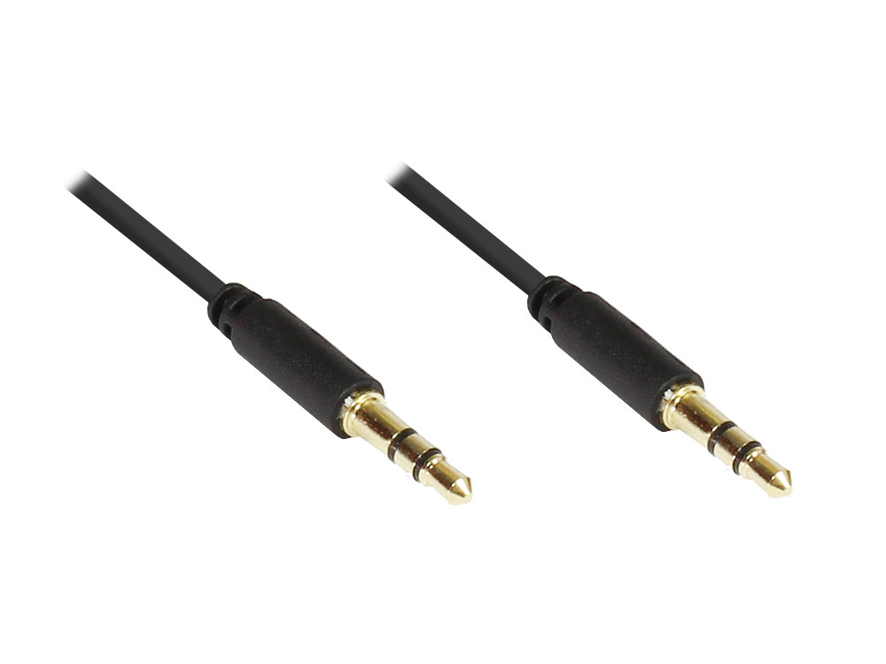 Anschlusskabel Klinke 3,5mm Stecker an Stecker (3polig), Slim-Ausführung, schwarz, 2m, Good Connections®