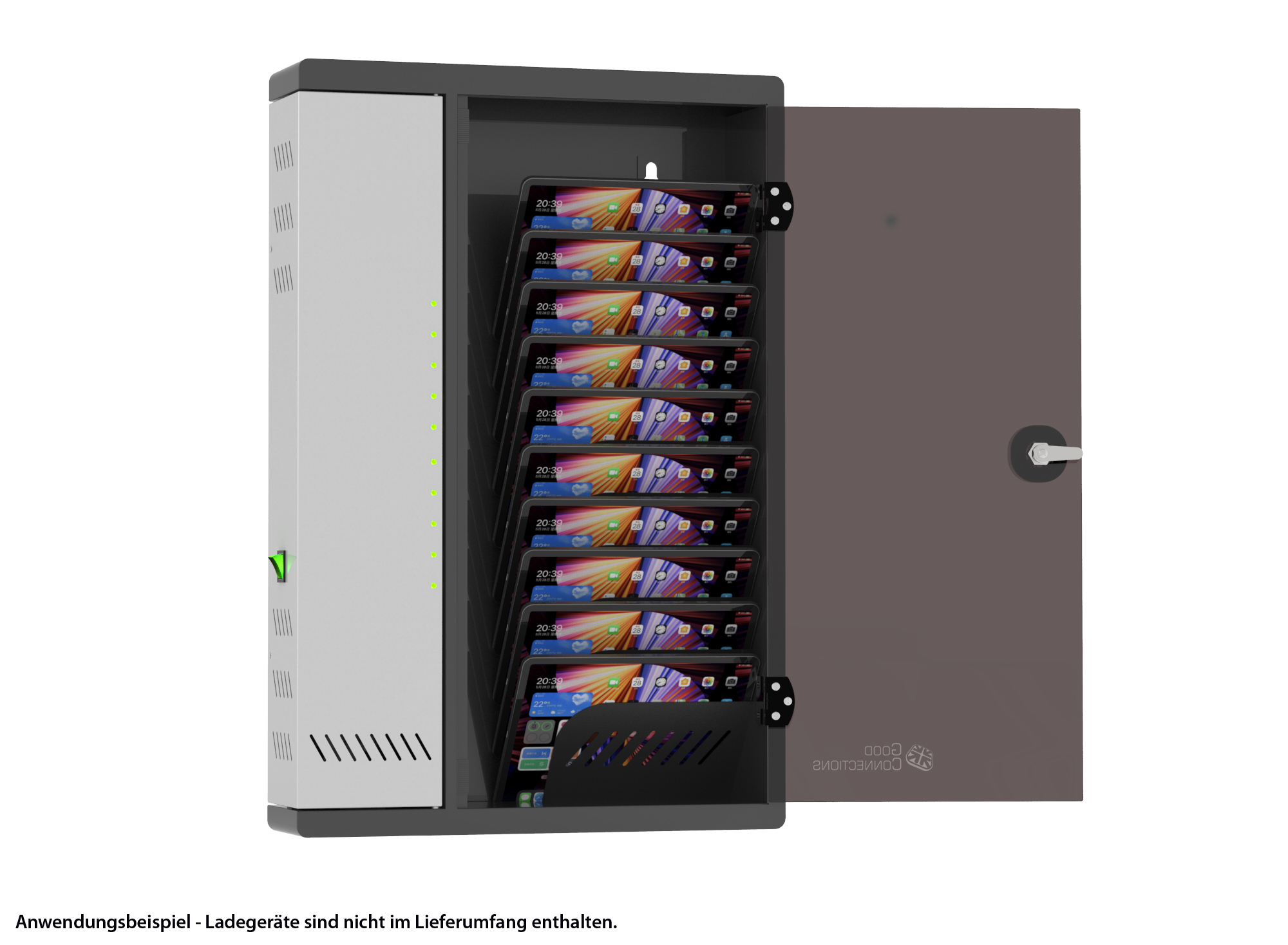 Good Connections® ARIES PRO T10C Wandladeschrank bis 11", USB-C™, 30W Port, PD3.0, schwarz/grau