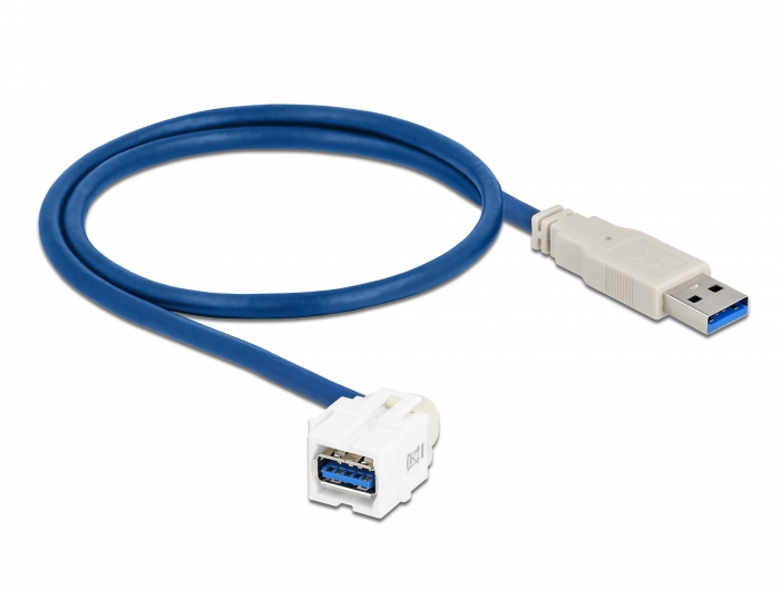 Keystone Modul USB 3.0 A Buchse 250° > USB 3.0 A Stecker mit Kabel weiß, Delock® [86871]