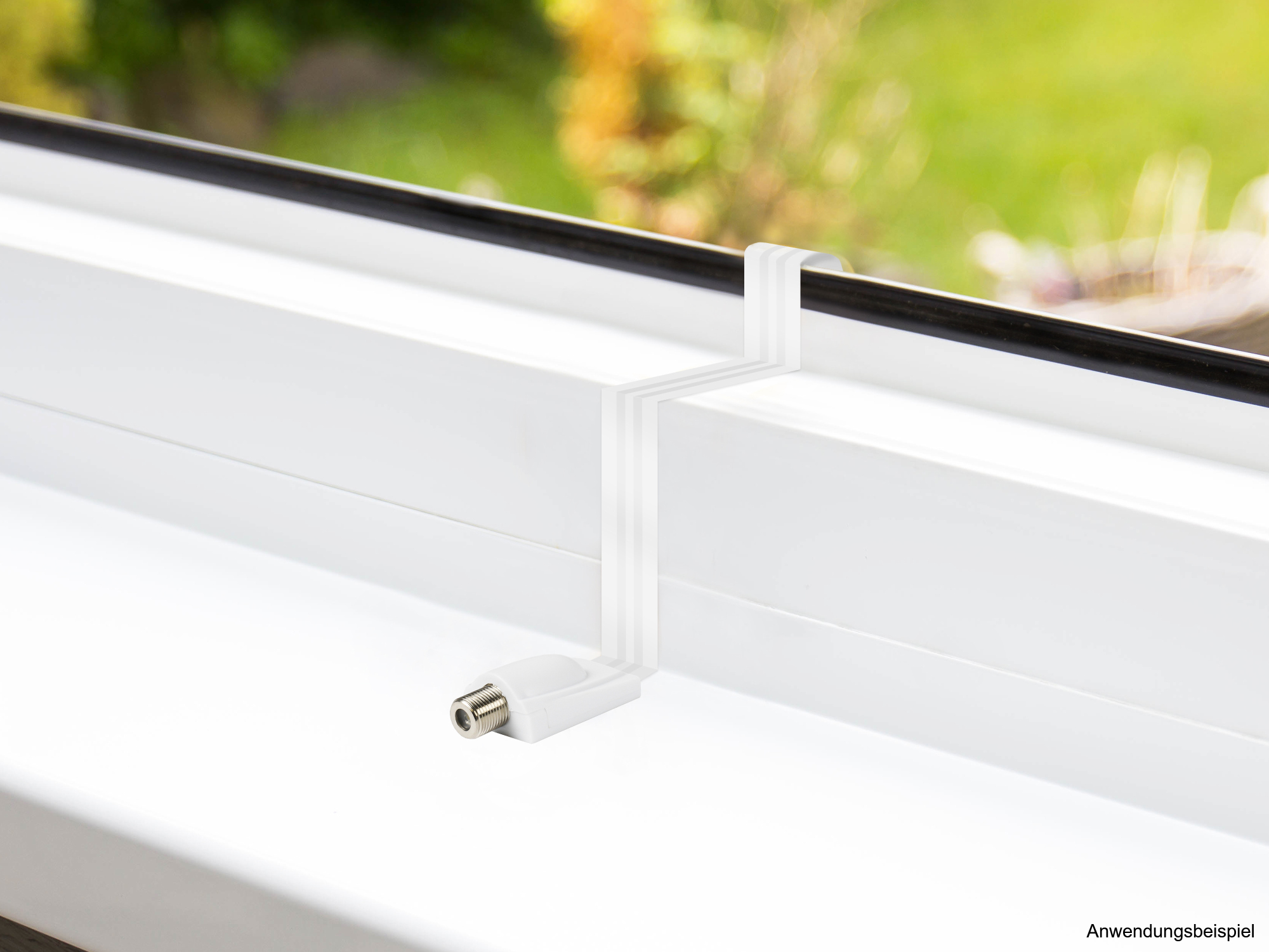 SAT Fensterdurchführung High-Quality, Gesamtlänge inkl. Stecker 26,5cm, flexible Länge 17,5cm, weiß, Good Connections®