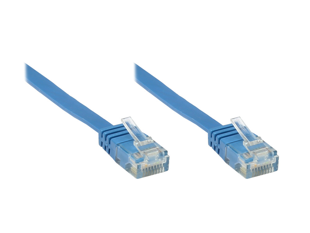 Patchkabel, Cat. 6, U/UTP, FLACHKABEL, blau, 1,5m, Good Connections®