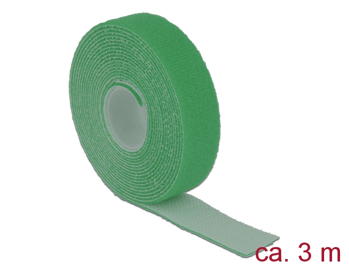 Klett-Kabelbinder L 3m x B 20mm, Rolle, grün, Delock® [18730]