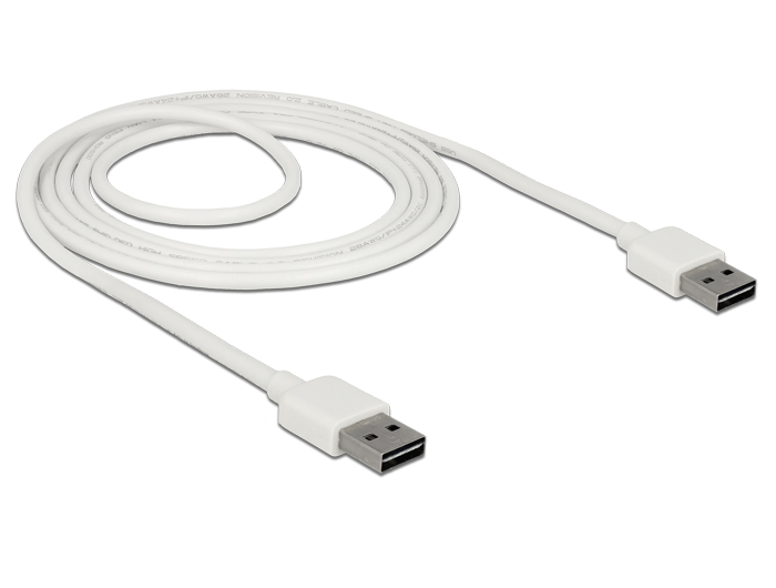 Kabel EASY-USB 2.0 Typ-A Stecker an EASY-USB 2.0 Typ-A Stecker, weiß, 2 m, Delock® [85194]