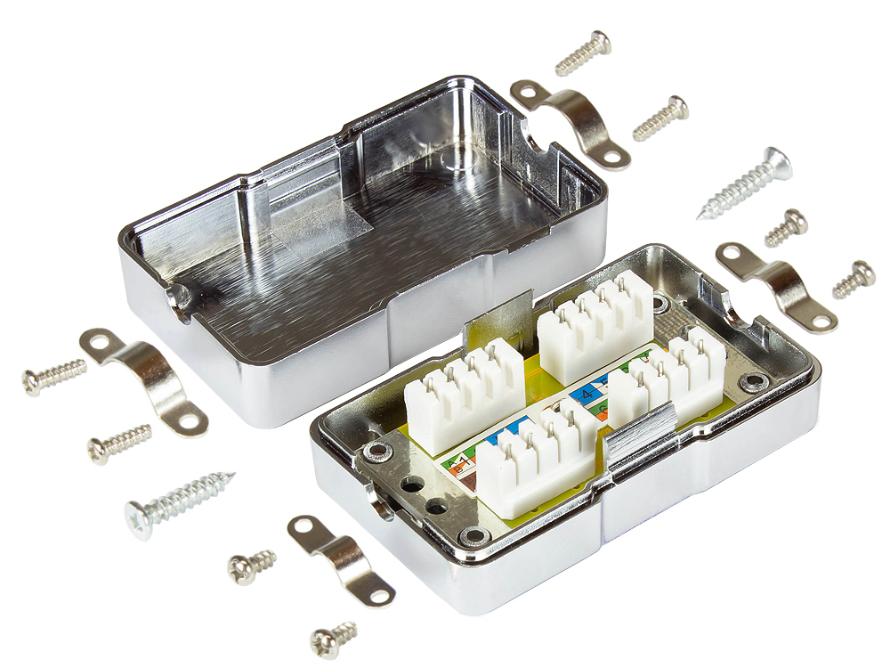 Anschluss-/Verbindungsbox Cat. 6, LSA, geschirmt, metallisiertes Gehäuse, Good Connections®