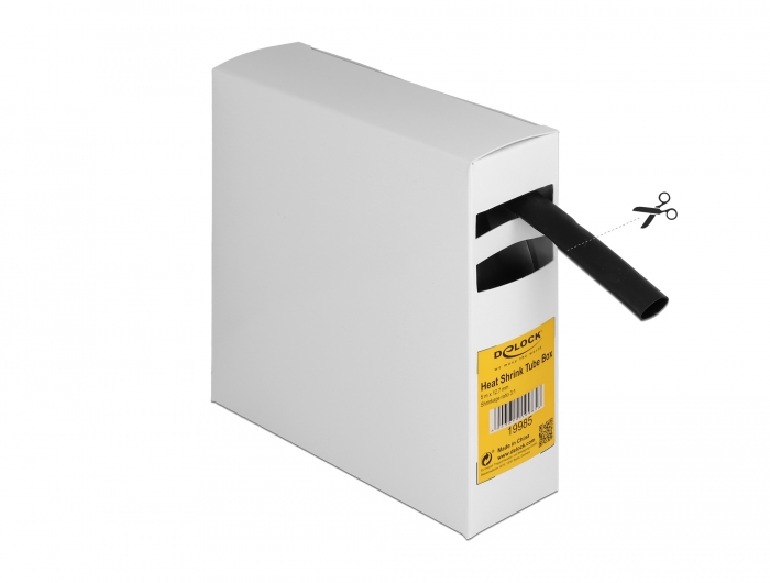 Schrumpfschlauch Box, mit Innenkleber, Schrumpfungsrate 3:1, 5 m x 12,7 mm schwarz, Delock® [19985]
