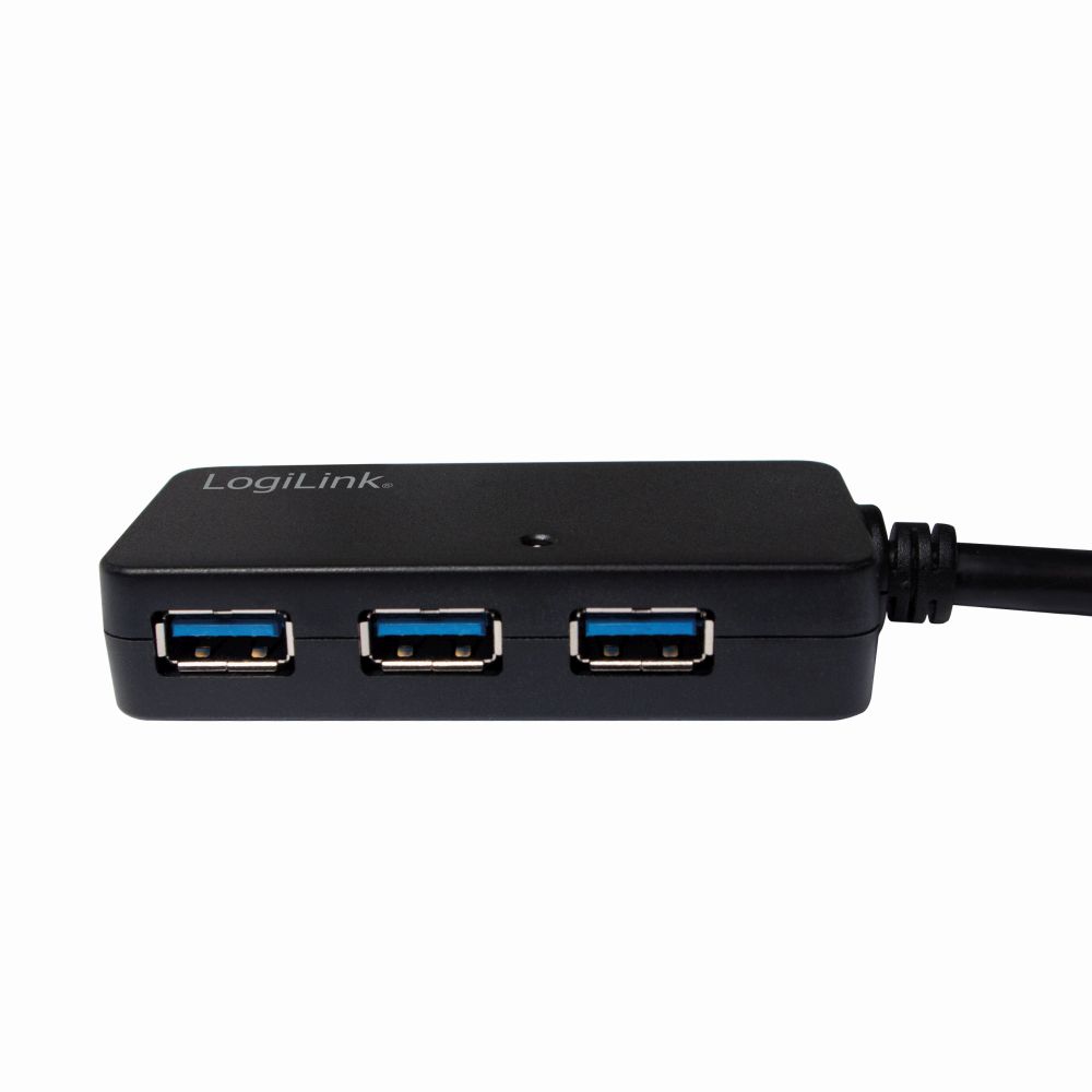 USB 3.0 Aktives Repeater- und Verlängerungskabel bis zu 10m mit 4-Port Hub, LogiLink® [UA0262]