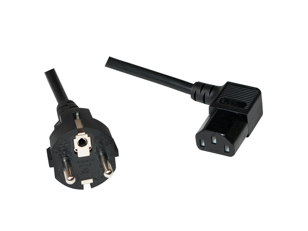 Netzkabel Schutzkontakt-Stecker auf C13 Buchse gewinkelt, schwarz, 3m, LogiLink® [CP118]
