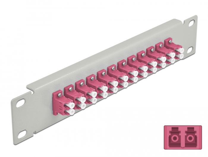 10" LWL Patchpanel 12 Port LC Duplex violett 1 HE grau, Delock® [66790]