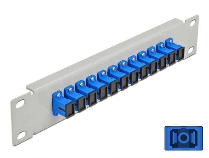 10" LWL Patchpanel 12 Port SC Simplex blau 1 HE grau, Delock® [66781]