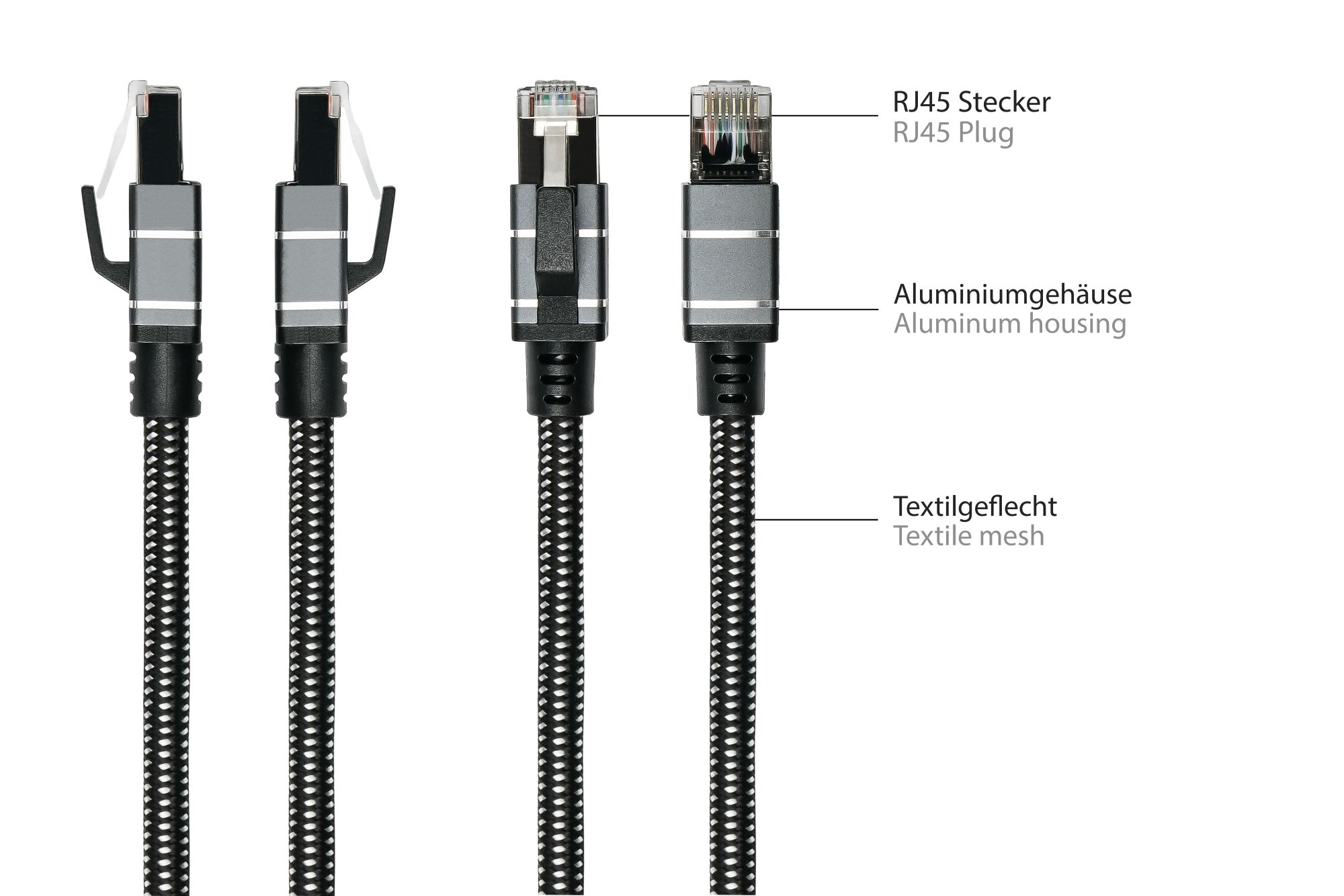 Ethernet-Kabel USB-C™ Stecker an RJ45 Stecker, Textilmantel, anthrazit, 10m, Good Connections®
