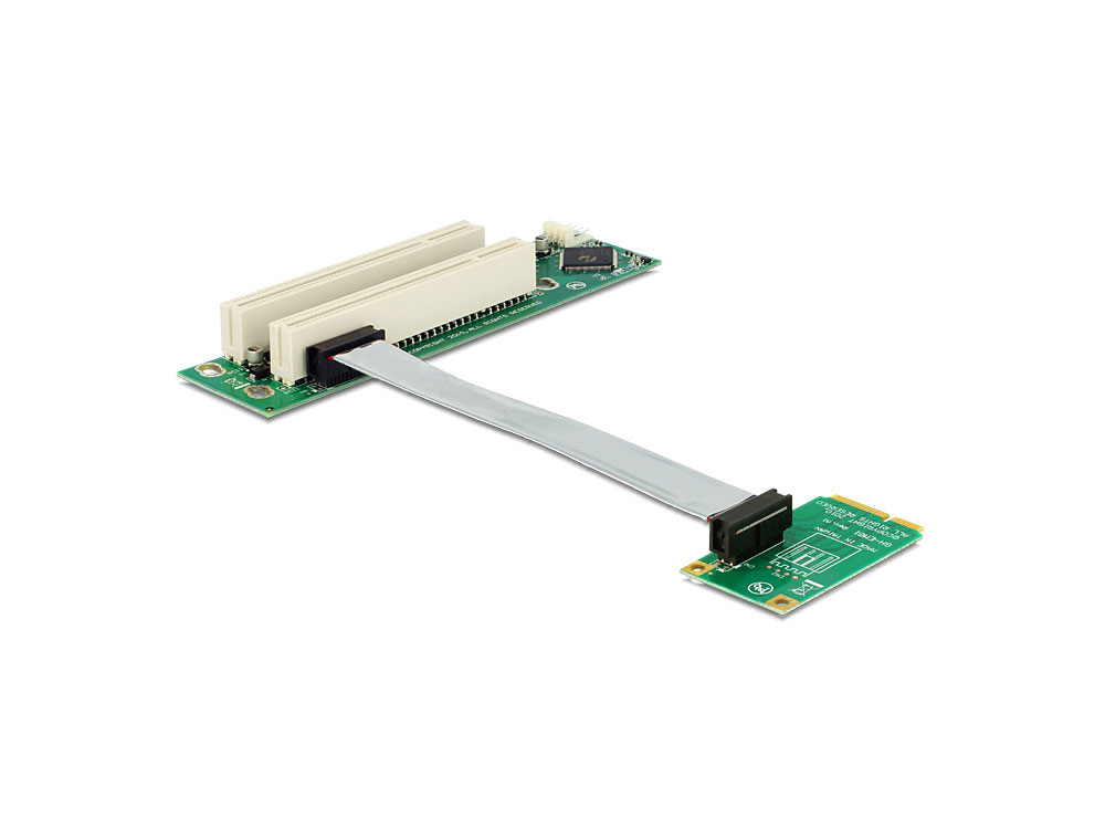 Schnittstellenkarte, Riser PCI Express Mini an 2x PCI 32Bit 5 V mit flexiblem Kabel 13 cm links gerichtet, Delock® [41355]
