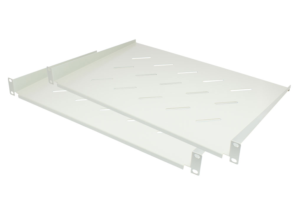 19" Fachboden, Befestigung vorne, Einbautiefe 300 mm, 2er Set, lichtgrau (RAL7035), Good Connections®