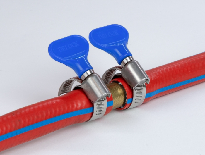 Schlauchschelle mit Flügelmutter 32 - 50 mm 10 Stück blau, Delock® [19448]