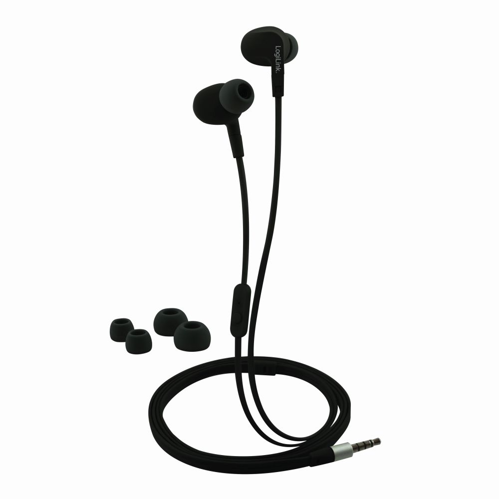 Wassergeschütztes (IPX6) Stereo In-Ear Headset, Schwarz, LogiLink® [HS0042]