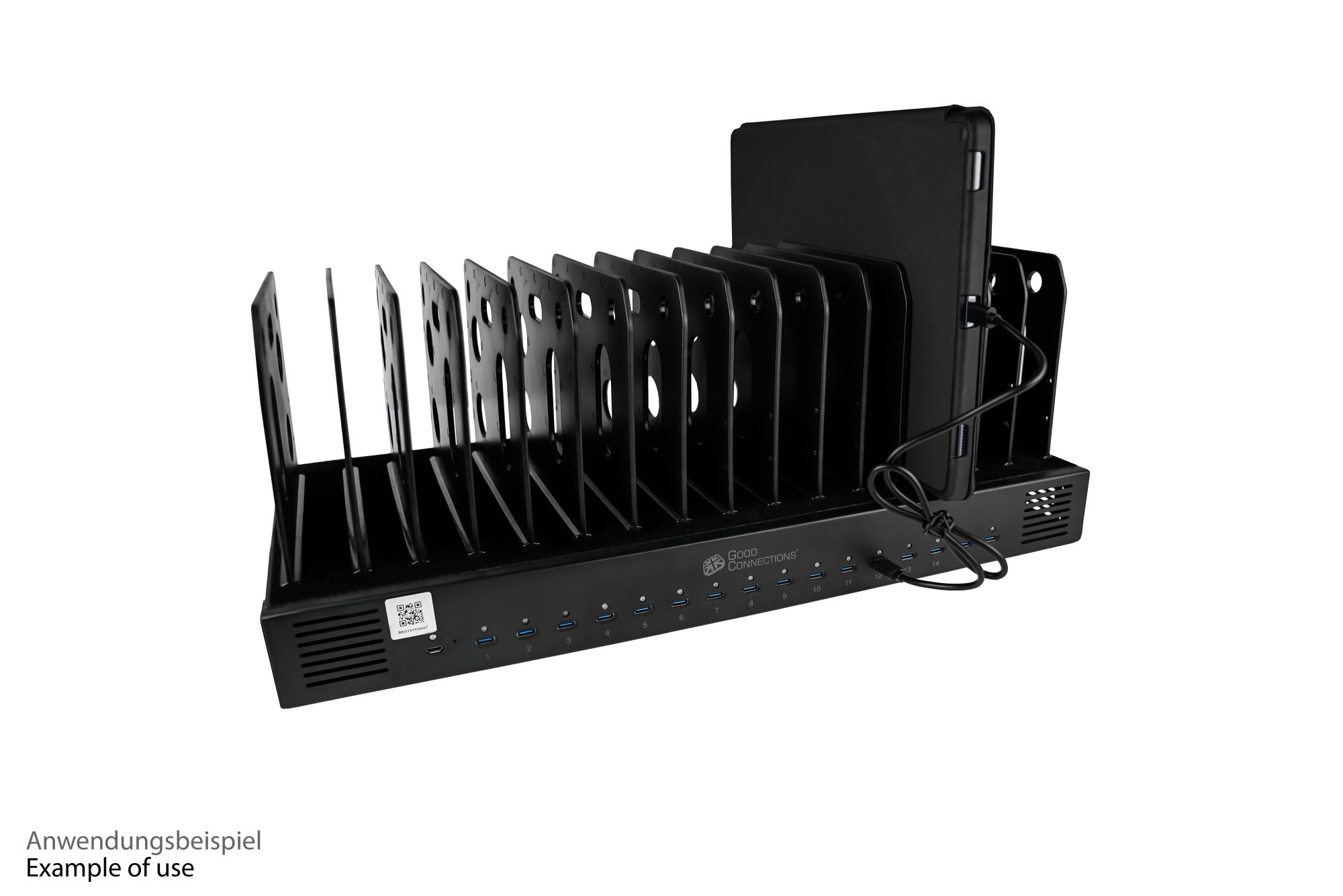USB-Desktop-Schnellladestation 1000W, 16-Port (16x USB-C™), PD 3.0, PPS, QC 5, schwarz, Good Connections®