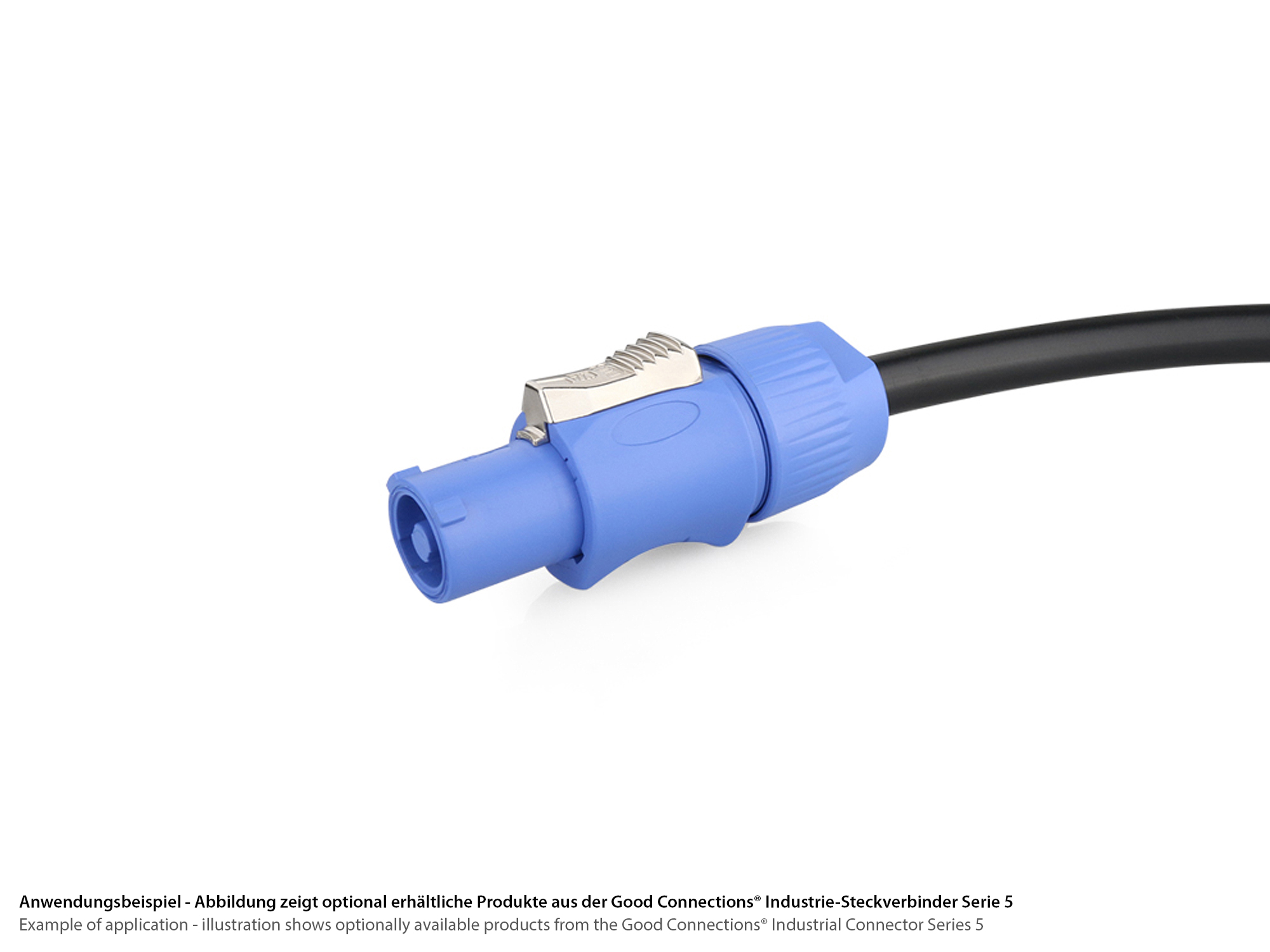 Netzsteckverbinder-Einbaubuchse (Power-In) 3-Pin mit Arretierung, blau, Good Connections®