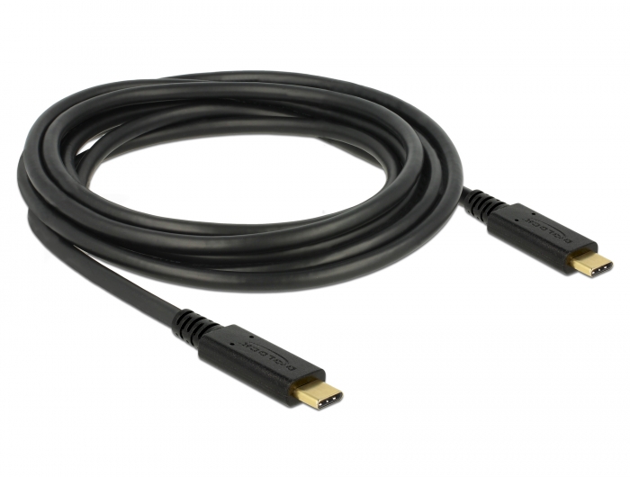 USB 2.0 Kabel Type C™ zu Type C™, 5A E-Marker, schwarz, 3m, Delock® [83325]