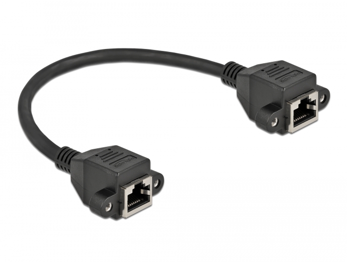 Netzwerk Verlängerungskabel S/FTP RJ45 Buchse zu RJ45 Buchse Cat.6A 25 cm schwarz, Delock® [87006]