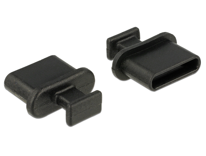 Staubschutz für USB Type-C Buchse, mit Griff, 10 Stück, schwarz, Delock® [64013]