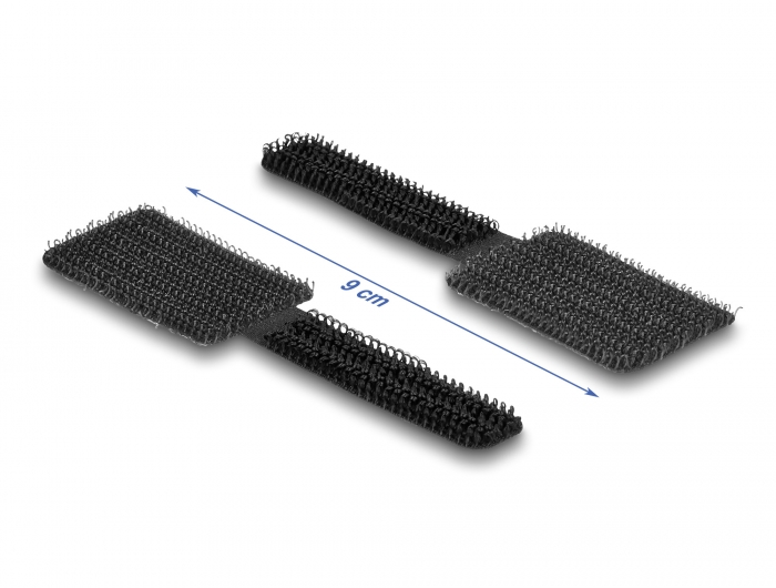 Mini Klett-Kabelhalter L 90 mm x B 24 mm selbstklebend 10 Stück schwarz, Delock® [19582]