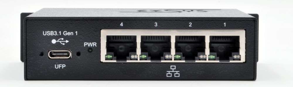 USB 3.0/3.1 (Gen.1) zu 4x Ethernet 1Gigabit LAN, Metall Gehäuse, inkl. USB C-Kabel, Adapter EX-47990 und Din-Rail Kit, Exsys® [EX-1330M]