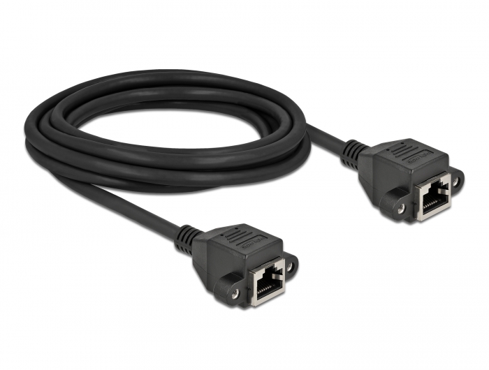 Netzwerk Verlängerungskabel S/FTP RJ45 Buchse zu RJ45 Buchse Cat.6A 3 m schwarz, Delock® [87011]