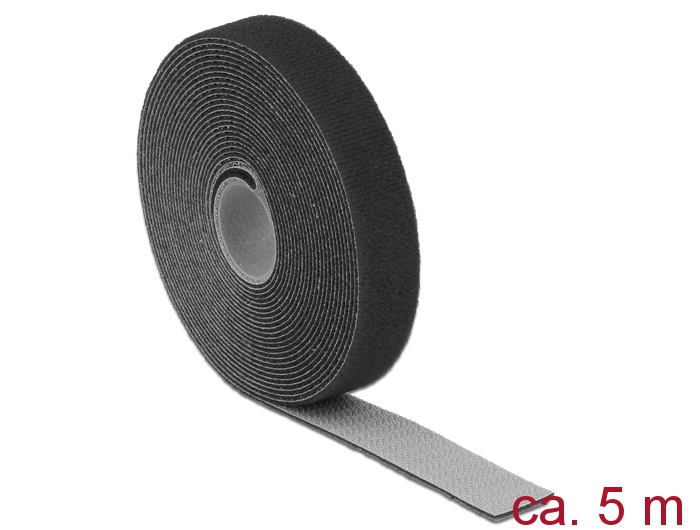 Klett-Kabelbinder L 5m x B 20mm, Rolle, schwarz, Delock® [18715]