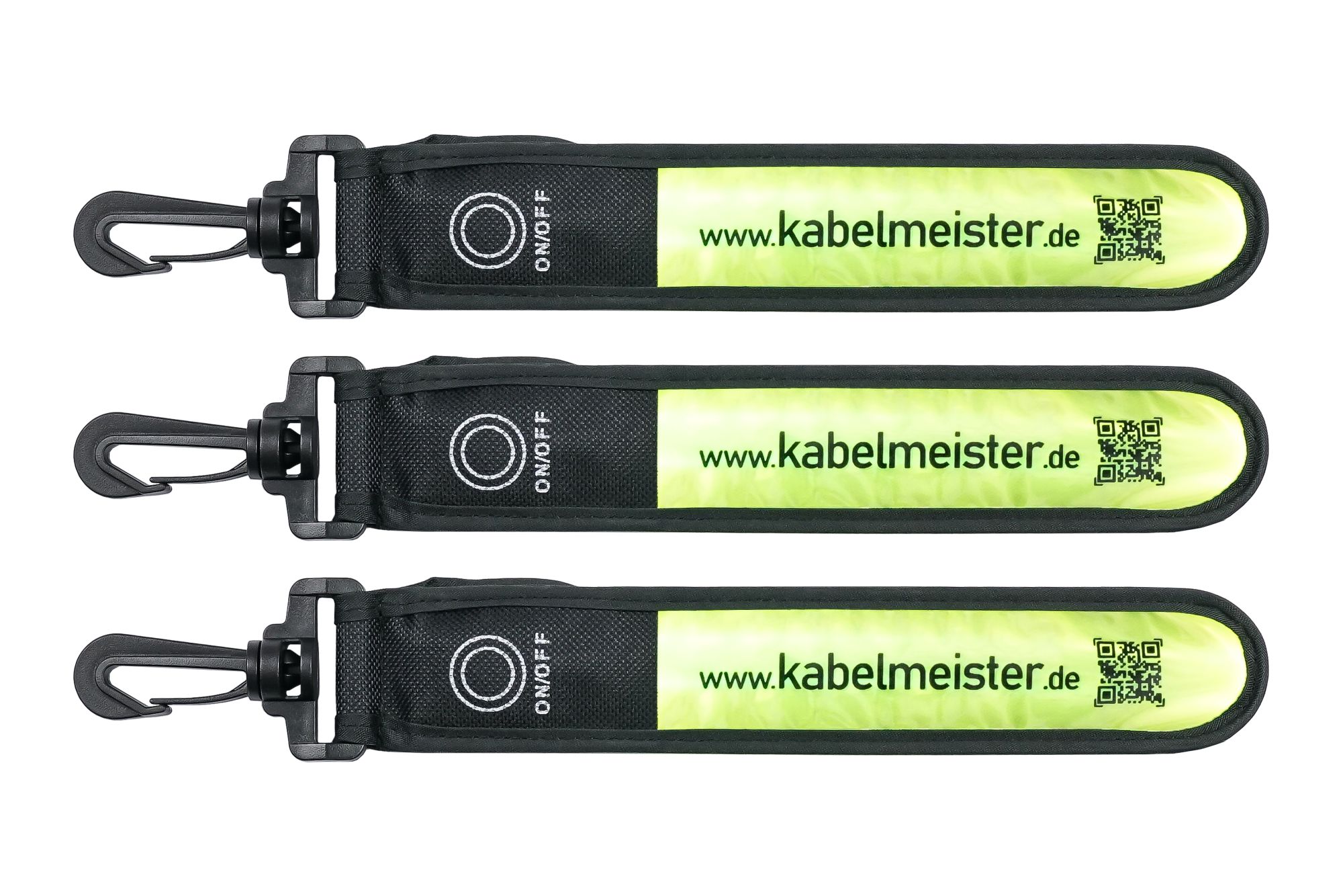 kabelmeister® LED Leuchtband mit Befestigungshaken, grün/gelb - 3er-Set