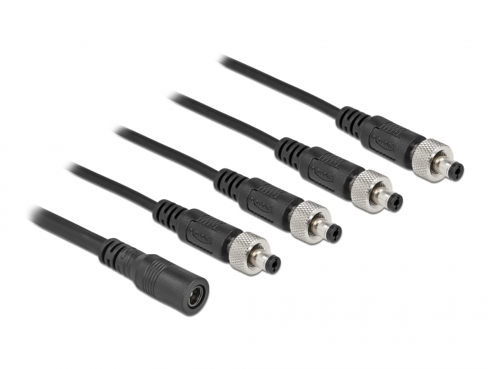 DC Verteilerkabel 5,5 x 2,1 mm 1 x Buchse zu 4 x Stecker verschraubbar, Delock® [86588]