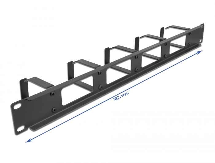 19" Kabelmanagement Rangierpanel mit 4 Öffnungen und 5 Bügeln 1 HE schwarz, Delock® [66659]